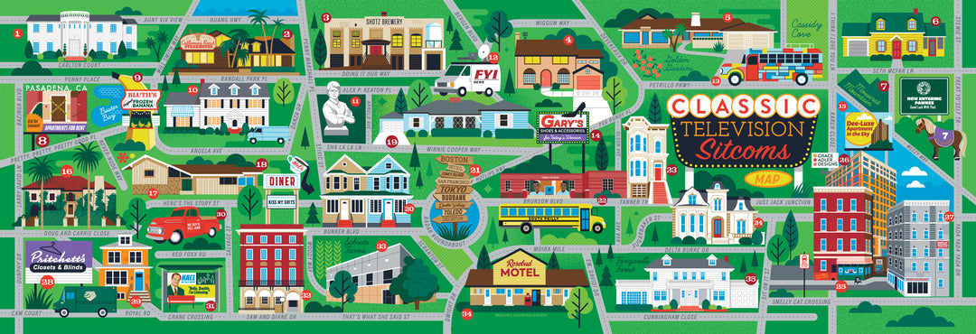 Classic Sitcoms Map Jigsaw Puzzle