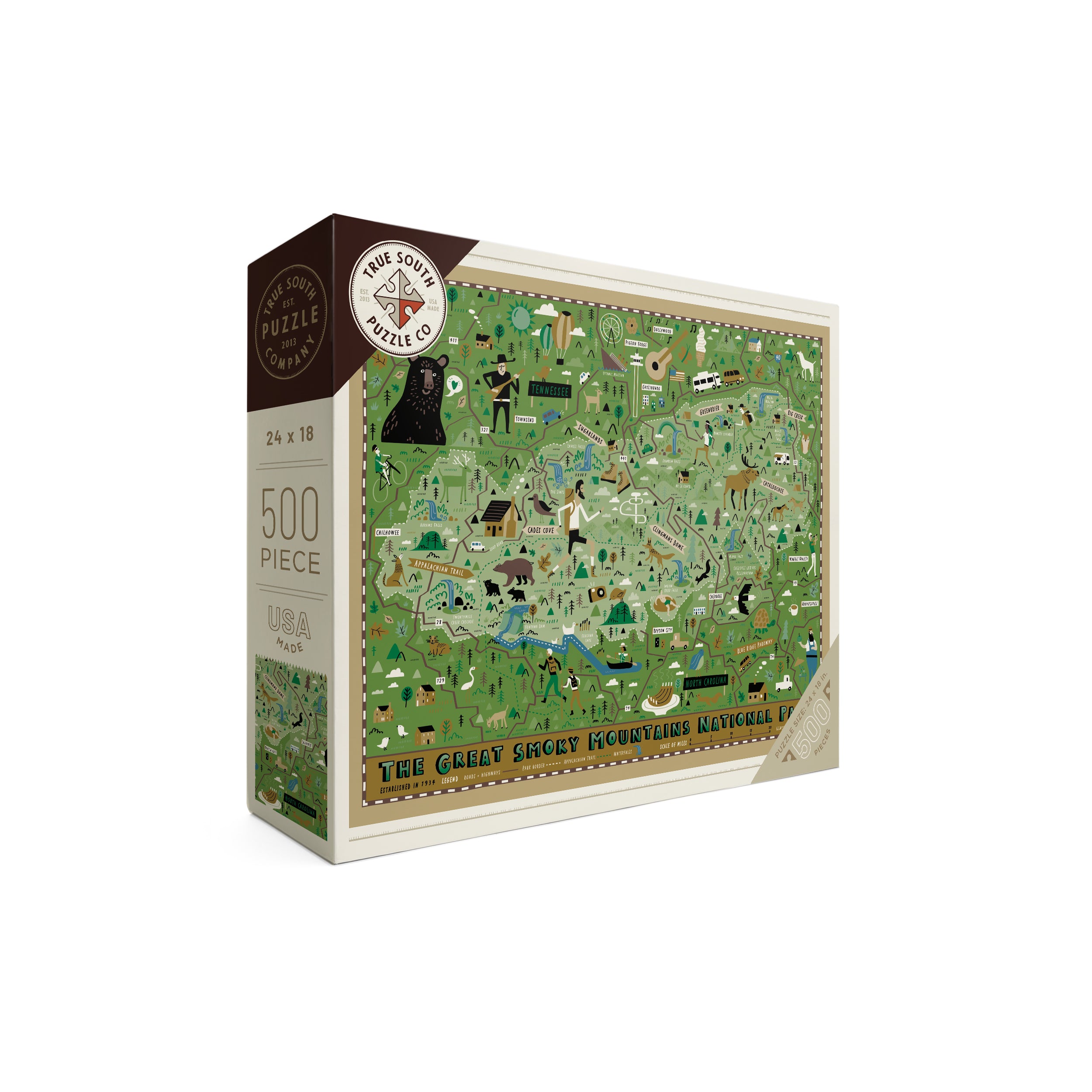 Great Smoky Mountains Ntl Park Map Jigsaw Puzzle – True South