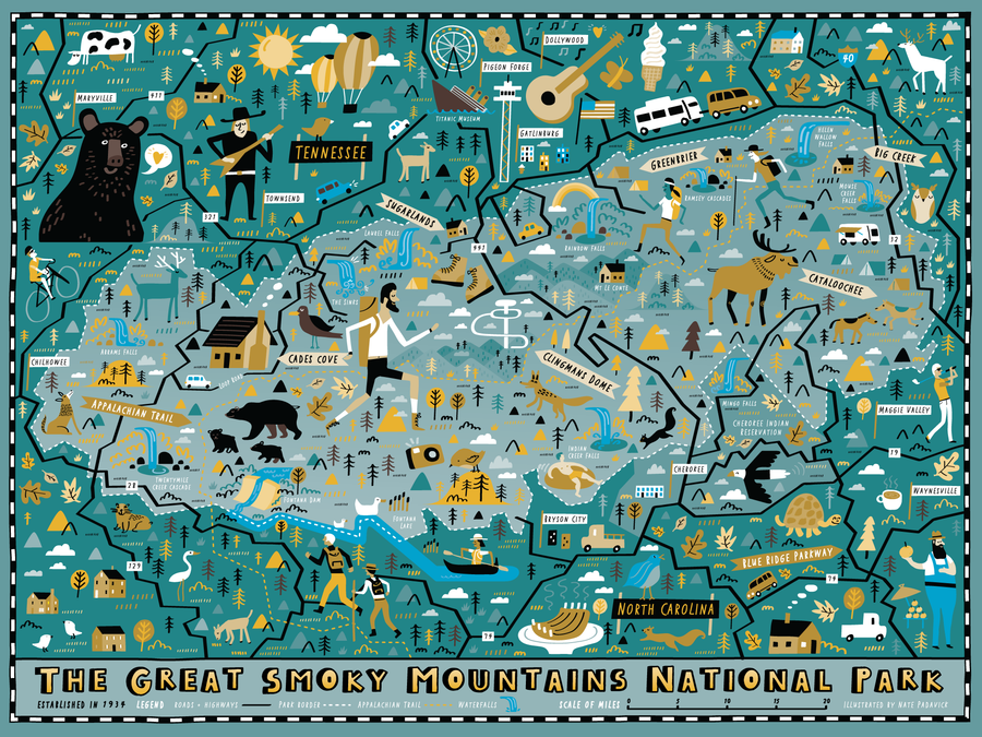 Great Smoky Mountains Ntl Park Map True South Puzzle Company great-smoky-mountains-ntl-park-map-true-south-puzzle-company