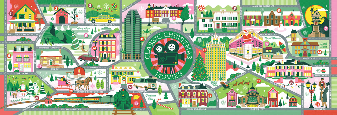Classic Christmas Movie Map 12x36in Jigsaw Puzzle