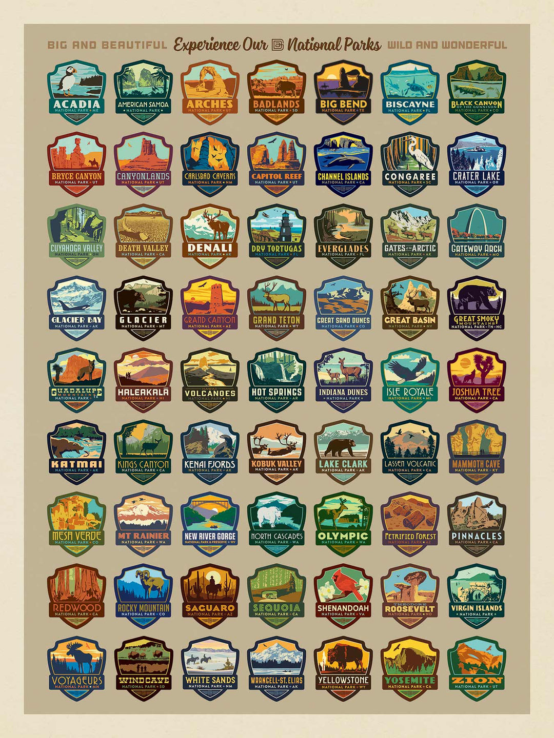 BIG EMBLEM: 63-Piece National Parks Sticker Set - Anderson Design Group